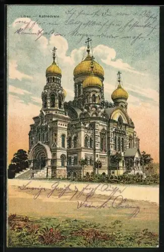 AK Libau, Blick auf die Kathedrale