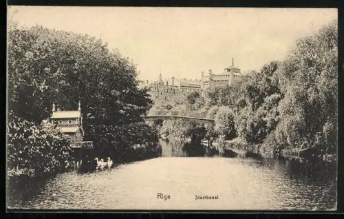 AK Riga, Stadtkanal mit Brücke