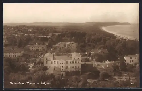 AK Göhren a. Rügen, Ortsansicht mit Strand und Küste