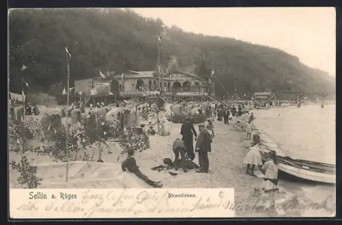 AK Sellin a. Rügen, Strandleben