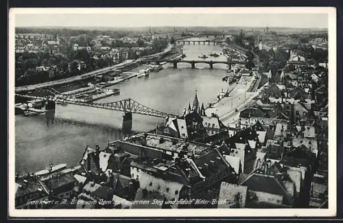 AK Alt-Frankfurt, Blick vom Dom zum Eisernen Steg und Brücke