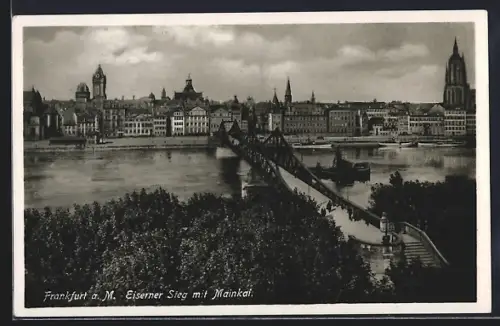 AK Alt-Frankfurt, Eiserner Steg mit Mainkai