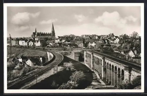AK Friedberg /Hessen, Viadukt, Stadtansicht, Kirche