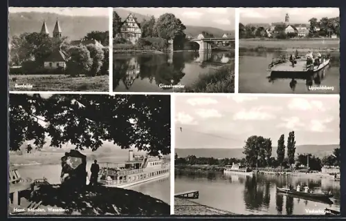 AK Hann. Münden, Weserstein, Burghasungen, Gieselwerder, Lippoldsberg, Dampfschifffahrt, Veckerhagen