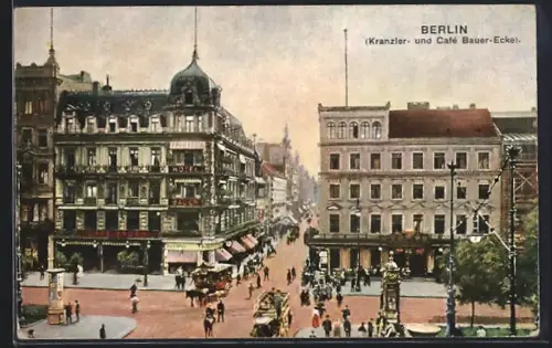 AK Berlin, Kranzler- und Café Bauer-Ecke, Strassenszene