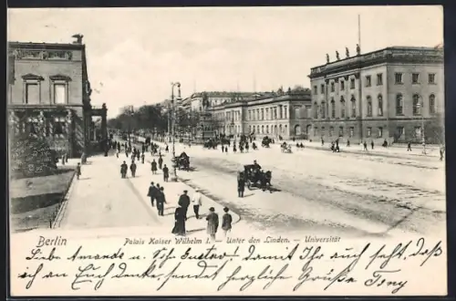 AK Berlin, Palais Kaiser Wilhelm I., Unter den Linden, Universität