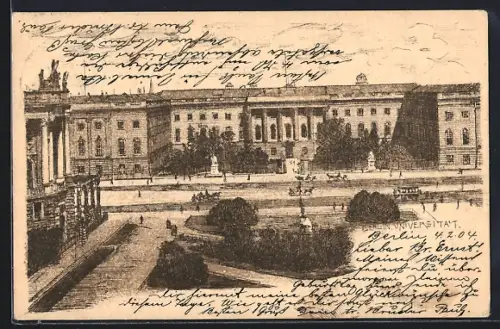 AK Berlin, Universität, Hauptgebäude, Platzansicht