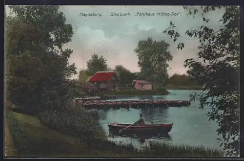 AK Magdeburg, Stadtpark, Fährhaus Mittag-See