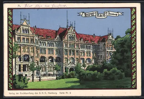 Künstler-AK Hamburg-Neustadt, Verbandsgebäude Deutschnationaler Handlungsgehilfen