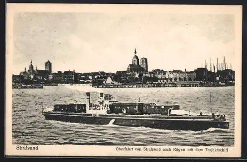 AK Stralsund, Überfahrt nach Rügen mit dem Trajektschiff