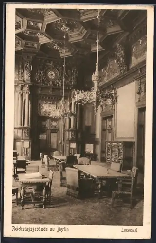 AK Berlin-Tiergarten, Reichstagsgebäude, Lesesaal