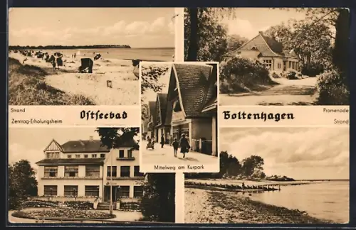 AK Boltenhagen /Ostsee, Strand, Zentral-Erholungsheim, Mittelweg am Kurpark, Promenade