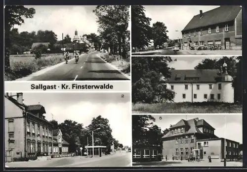 AK Sallgast /Finsterwalde, Wilhelm-Pieck-Oberschule, Finsterwalder Strasse, Schloss, Blick zum Rat der Gemeinde