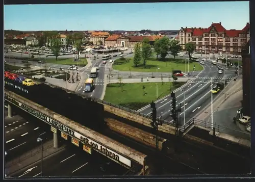 AK Oldenburg i. Old., Eisenbahnbrücke am Pferdemarkt