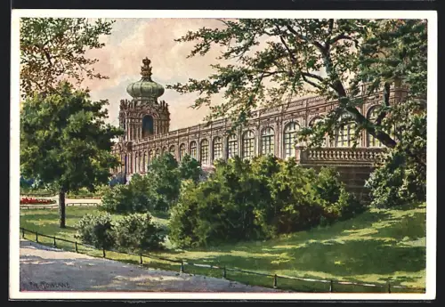 AK Dresden, Zwinger, von der Ostra-Allee gesehen