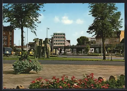 AK Oldenburg / O., Statue am Pferdemarkt