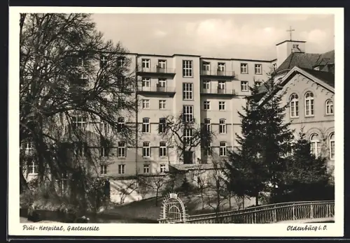 AK Oldenburg i. O., Pius-Hospital, Gartenseite