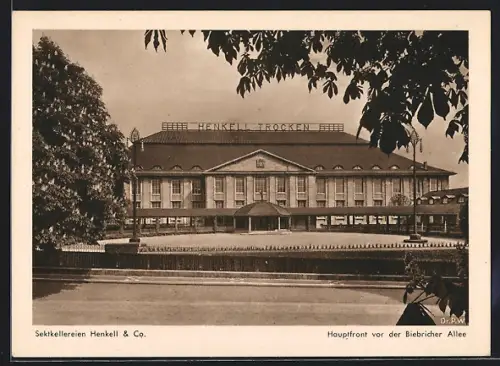 AK Wiesbaden-Biebrich-Rhein, Sektkellereien Henkell & Co., Hauptfront vor der Biebricher Allee