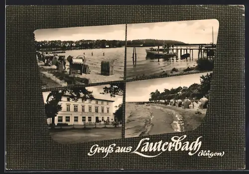 AK Lauterbach /Rügen, Hotel Am Hafen, Strandpartie