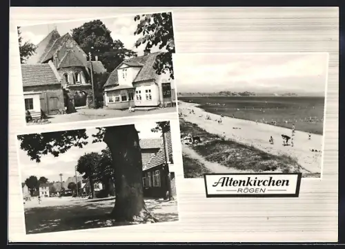 AK Altenkirchen /Rügen, Kirche, Ortspartie und Blick zum Strand