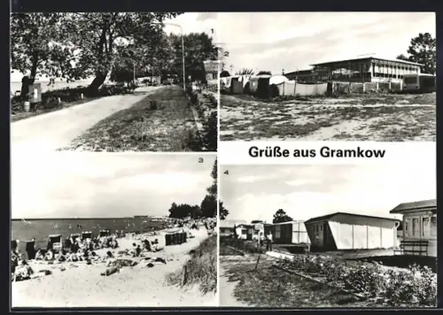 AK Gramkow /Wismar, Wohlenberger Wiek, Eingang zum Campingplatz, Campinggaststätte, Strand und Campingplatz