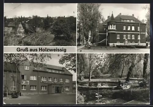 AK Holzweissig, Klubhaus der Bergarbeiter, Ernst-Thälmann-Park, Rathaus