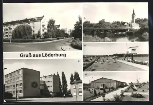 AK Löderburg, Strasse des Friedens, Bodebrücke, Willi-Walstab-Oberschule, Naherholungszentrum