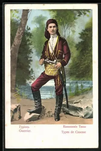 AK Types de Caucase, Kaukasier in Tracht mit Waffen