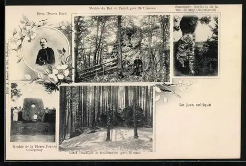 AK Courgenay, Menhir de la Pierre Percée, Le jura celtique, Heidenstein près Bienne, Autel druidique,