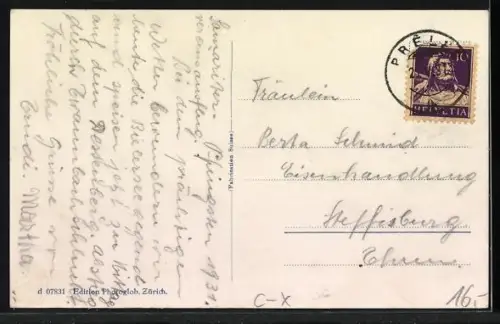 AK Préles / Prügelz, Hotel de l'Ours, Hotel Bären, Ortsansicht