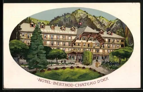 Künstler-AK Chateau-D`Oex, Hotel Berthod