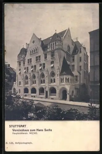 AK Stuttgart, Vereinshaus Hans Sachs in der Hauptstätterstr. 140/142