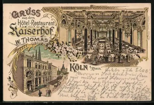Lithographie Köln, Hotel-Restaurant Kaiserhof, Salomonsgasse
