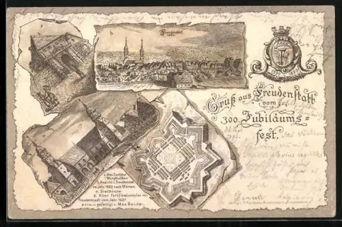 Lithographie Freudenstadt, TotalansichtKirche