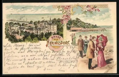 Lithographie Heringsdorf / Ostseebad, Kaiser Wilhelm Brücke, Der Culm