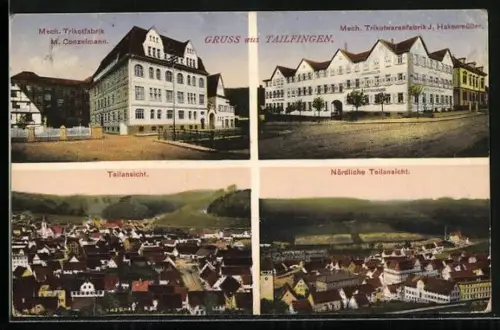 AK Tailfingen / Württ., Mech. Trikotfabriken M. Conzelmann u. J. Hakenmüller, Teilansichten des Ortes