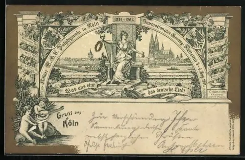 Lithographie Köln, Internationaler Gesangswettstreit 1901