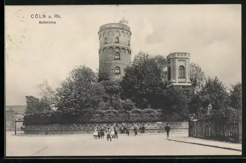 AK Cöln a. Rh., Bottmühle mit Passanten