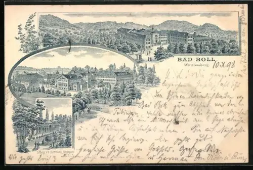 Lithographie Bad Boll, Kurhausanlagen & Hotel
