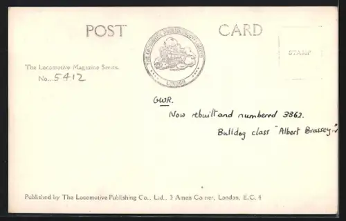 Foto-AK Englische Eisenbahn, Lokomotive No. 3414 Albert Brassey der GWR