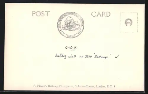 Foto-AK Englische Eisenbahn, Lokomotive No. 3450 Inchcape der GWR