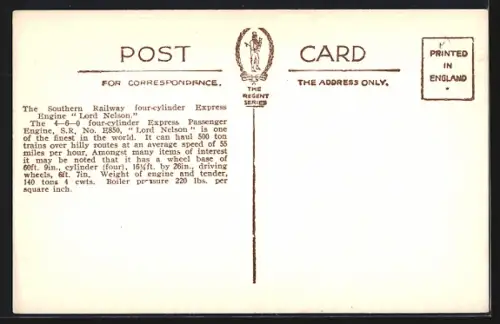 AK Southern Railway Four Cylinder Express Engine Lord Nelson, englische Eisenbahn