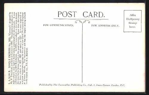 AK Englische Eisenbahnlokomotive No. 3020 Cornwall, L. & N. W. R.