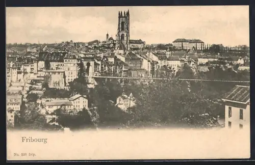 AK Fribourg, Teilansicht mit Kirche