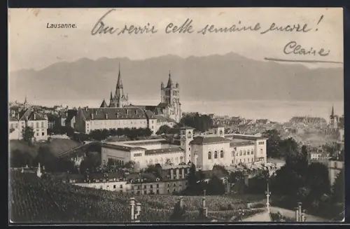AK Lausanne, Teilansicht mit Kirche