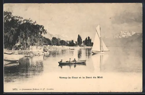 AK Vevey-la-Tour, Panorama et la Dent du Midi