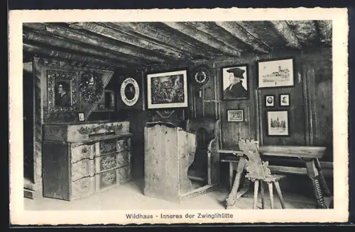 AK Wildhaus, Inneres der Zwinglihütte
