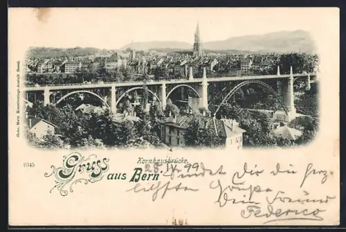 AK Bern, Kornhausbrücke, Im Hintergrund Kirche
