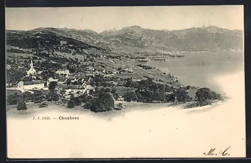 AK Chexbres, Panorama mit Bergen
