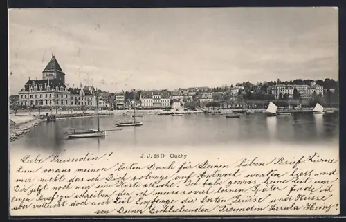 AK Ouchy, Panorama mit Booten